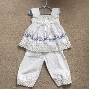 2 piece white shirt and pants